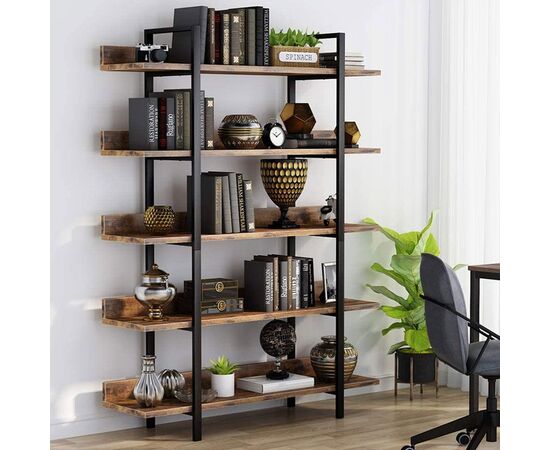 Βιβλιοθήκη Almond pakoworld καρυδί-μαύρο 119x27x185εκ - ΒΙΒΛΙΟΘΗΚΕΣ στο Milonadakis.gr