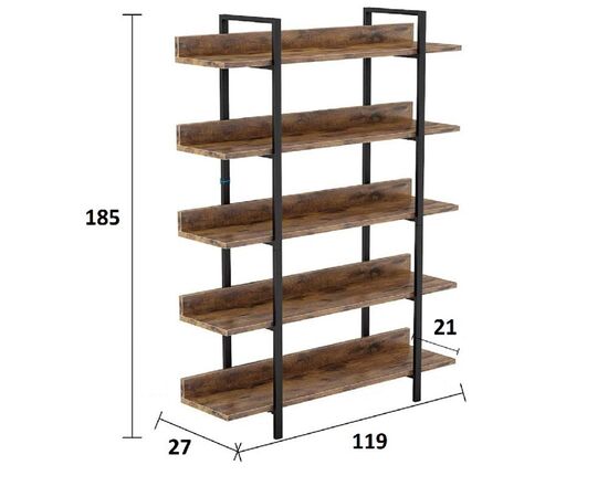 Βιβλιοθήκη Almond pakoworld καρυδί-μαύρο 119x27x185εκ - ΒΙΒΛΙΟΘΗΚΕΣ στο Milonadakis.gr