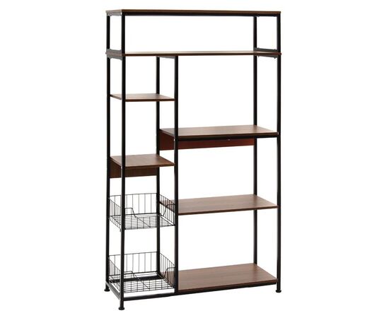 Ραφιέρα επιδαπέδια Leena pakoworld μέταλλο dark oak-μαύρο 80x30x142εκ - ΟΡΓΑΝΩΣΗ ΣΠΙΤΙΟΥ στο Milonadakis.gr