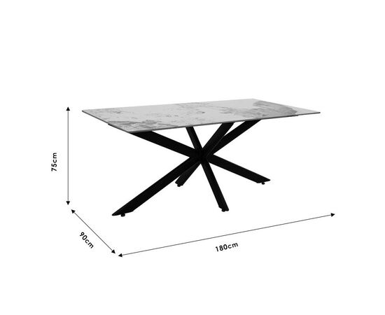 Τραπέζι Bethan pakoworld sintered stone λευκό μαρμάρου-μαύρο 180x90x75εκ - ΤΡΑΠΕΖΙΑ ΚΟΥΖΙΝΑΣ στο Milonadakis.gr