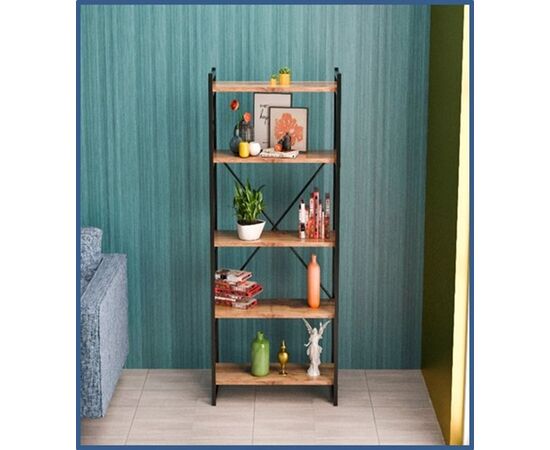 Βιβλιοθήκη Baker pakoworld καρυδί-μαύρο 66x34x180εκ - ΒΙΒΛΙΟΘΗΚΕΣ στο Milonadakis.gr