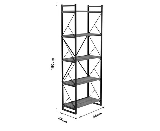 Βιβλιοθήκη Baker pakoworld καρυδί-μαύρο 66x34x180εκ - ΒΙΒΛΙΟΘΗΚΕΣ στο Milonadakis.gr