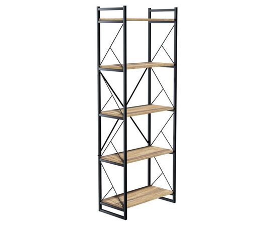 Βιβλιοθήκη Baker pakoworld καρυδί-μαύρο 66x34x180εκ - ΒΙΒΛΙΟΘΗΚΕΣ στο Milonadakis.gr