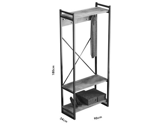 Έπιπλο εισόδου Baker pakoworld καρυδί-μαύρο 90x34x180εκ - ΕΠΙΠΛΑ ΕΙΣΟΔΟΥ στο Milonadakis.gr