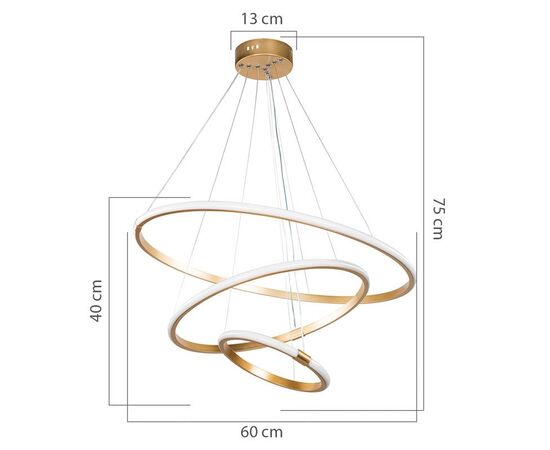 Φωτιστικό οροφής τρίφωτο PWL-1156 pakoworld LED 60-80W χρυσό Φ60x75cm - ΦΩΤΙΣΤΙΚΑ ΟΡΟΦΗΣ στο Milonadakis.gr