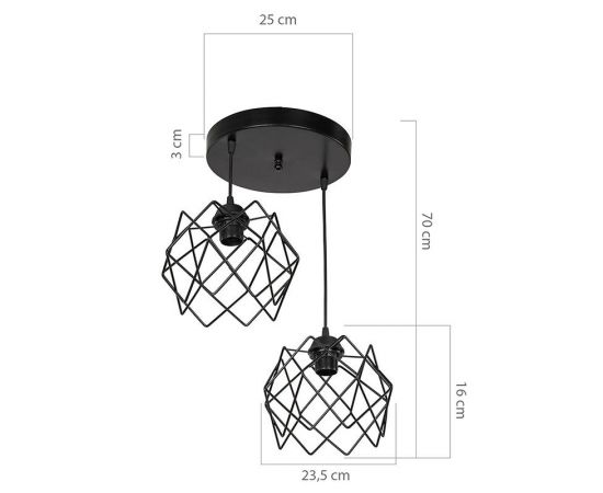 Φωτιστικό οροφής δίφωτο PWL-1021 pakoworld Ε27 μαύρο Φ40x70εκ - ΦΩΤΙΣΤΙΚΑ ΟΡΟΦΗΣ στο Milonadakis.gr