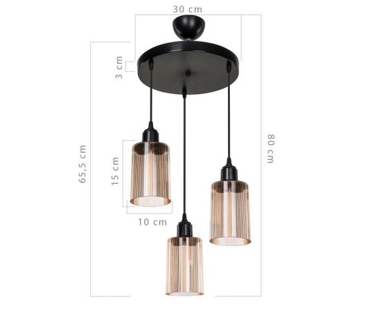 Φωτιστικό οροφής τρίφωτο PWL-1195 pakoworld Ε27 μαύρο-amber Φ30x80εκ - ΦΩΤΙΣΤΙΚΑ ΟΡΟΦΗΣ στο Milonadakis.gr