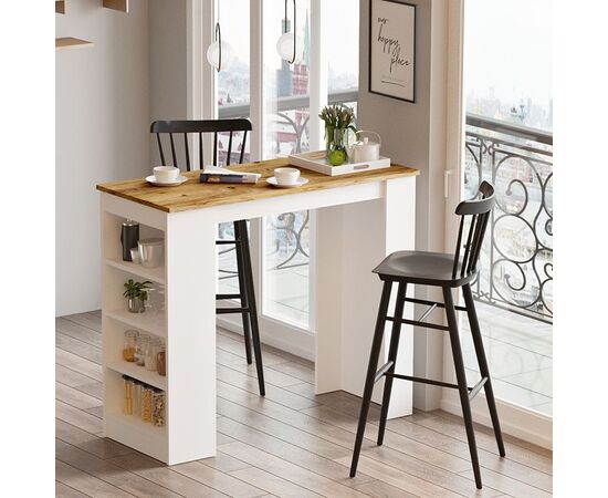 Τραπέζι μπαρ Riff pakoworld λευκό-sonoma 120x51.5x101.5εκ - ΤΡΑΠΕΖΙΑ ΚΟΥΖΙΝΑΣ στο Milonadakis.gr