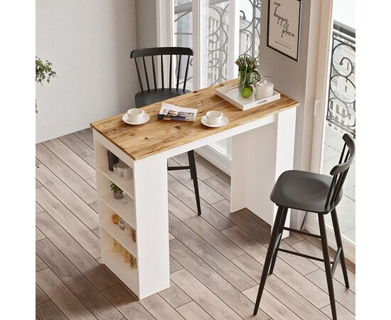 Τραπέζι μπαρ Riff pakoworld λευκό-sonoma 120x51.5x101.5εκ - ΤΡΑΠΕΖΙΑ ΚΟΥΖΙΝΑΣ στο Milonadakis.gr