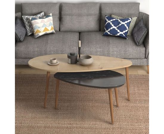 Τραπέζι σαλονιού Monty pakoworld oak-μαύρο μαρμάρου 116x46x46εκ - ΤΡΑΠΕΖΑΚΙΑ ΣΑΛΟΝΙΟΥ στο Milonadakis.gr