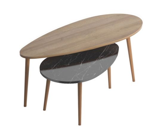 Τραπέζι σαλονιού Monty pakoworld oak-μαύρο μαρμάρου 116x46x46εκ - ΤΡΑΠΕΖΑΚΙΑ ΣΑΛΟΝΙΟΥ στο Milonadakis.gr