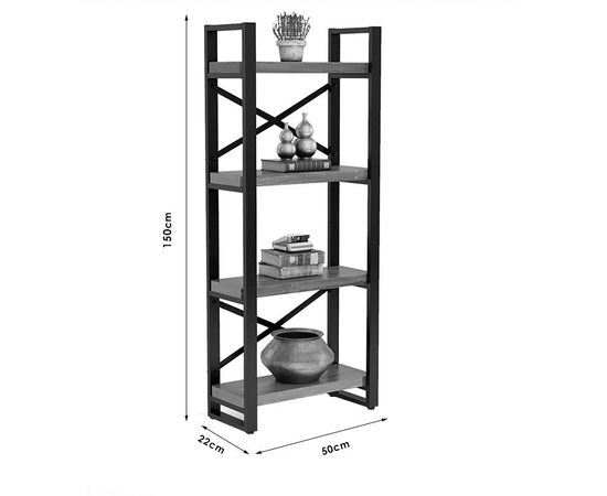 Βιβλιοθήκη Crimson pakoworld καρυδί-μαύρο 50x22x150εκ - ΒΙΒΛΙΟΘΗΚΕΣ στο Milonadakis.gr