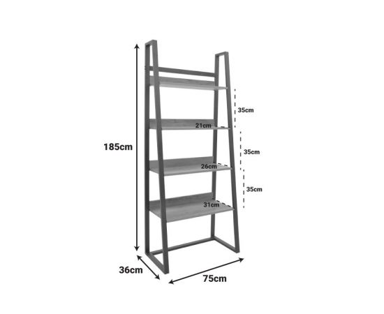 Βιβλιοθήκη Ryder pakoworld καρυδί-μαύρο 75x36x185εκ - ΒΙΒΛΙΟΘΗΚΕΣ στο Milonadakis.gr