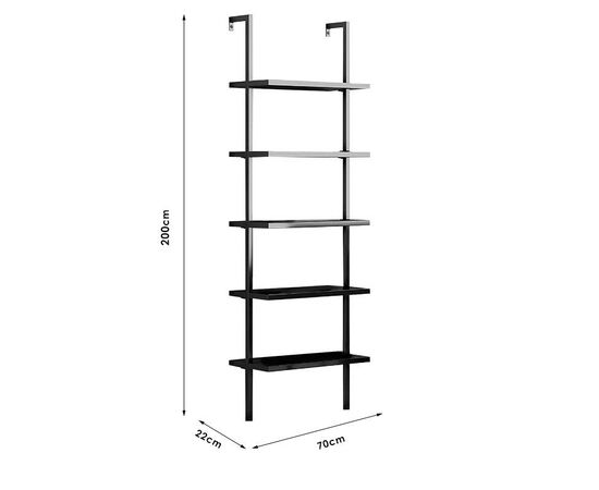 Ραφιέρα τοίχου Harris pakoworld σε μαύρη απόχρωση 60x22x200εκ - ΒΙΒΛΙΟΘΗΚΕΣ στο Milonadakis.gr