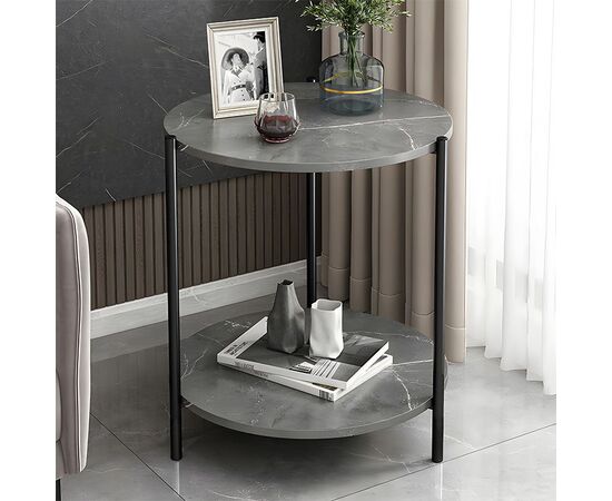 Βοηθητικό τραπέζι Rhythm MDF γκρι μαρμάρου-μαύρο Φ48x60cm - ΒΟΗΘΗΤΙΚΑ ΤΡΑΠΕΖΑΚΙΑ στο Milonadakis.gr