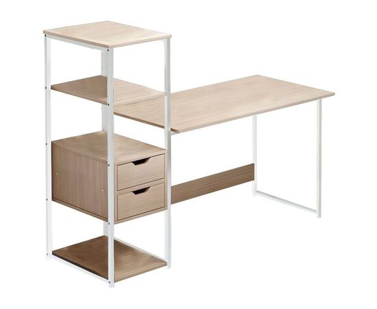 Γραφείο Zayn ΙΙ pakoworld με ραφιέρα-MDF φυσικό-λευκό 107x40x110εκ - ΓΡΑΦΕΙΑ στο Milonadakis.gr