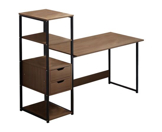 Γραφείο Zayn ΙΙ pakoworld με ραφιέρα-MDF καρυδί-μαύρο 107x40x110εκ - ΓΡΑΦΕΙΑ στο Milonadakis.gr