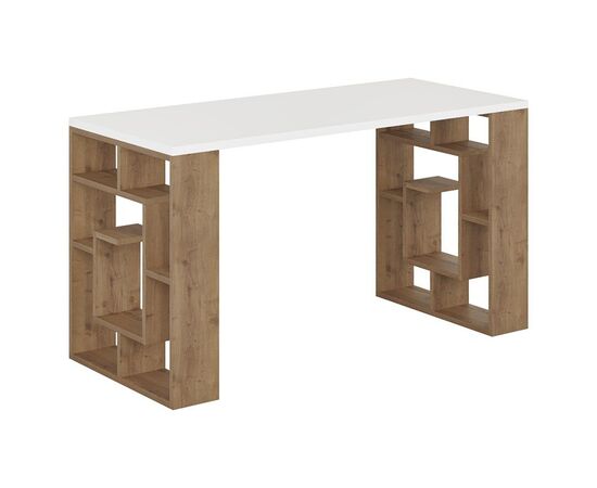 Γραφείο Labirent pakoworld χρώμα λευκό-καρυδί 140x60x75εκ - ΓΡΑΦΕΙΑ στο Milonadakis.gr