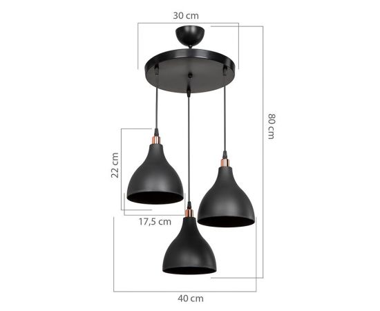 Φωτιστικό οροφής τρίφωτο Lofty pakoworld Ε27 μαύρο Φ40x80εκ - ΦΩΤΙΣΤΙΚΑ ΟΡΟΦΗΣ στο Milonadakis.gr