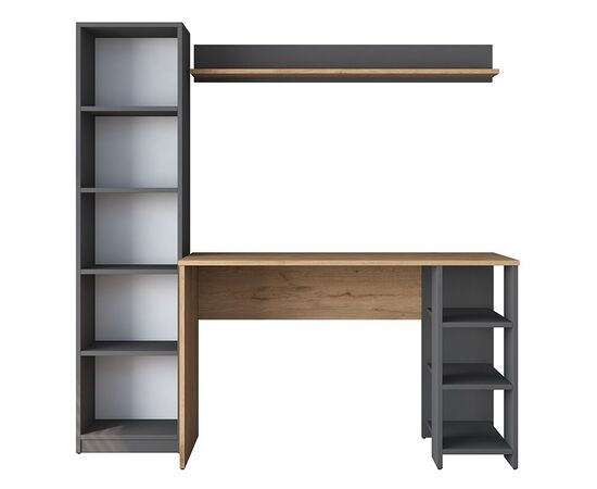 Γραφείο με βιβλιοθήκη Goldie pakoworld ανθρακί-φυσικό 160x45x161.8εκ - ΓΡΑΦΕΙΑ στο Milonadakis.gr
