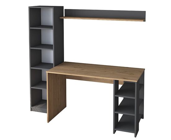 Γραφείο με βιβλιοθήκη Goldie pakoworld ανθρακί-φυσικό 160x45x161.8εκ - ΓΡΑΦΕΙΑ στο Milonadakis.gr