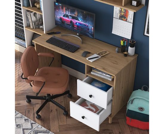 Γραφείο με βιβλιοθήκη Goldie pakoworld λευκό-φυσικό 160x50x161.8εκ - ΓΡΑΦΕΙΑ στο Milonadakis.gr