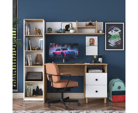 Γραφείο με βιβλιοθήκη Goldie pakoworld λευκό-φυσικό 160x50x161.8εκ - ΓΡΑΦΕΙΑ στο Milonadakis.gr