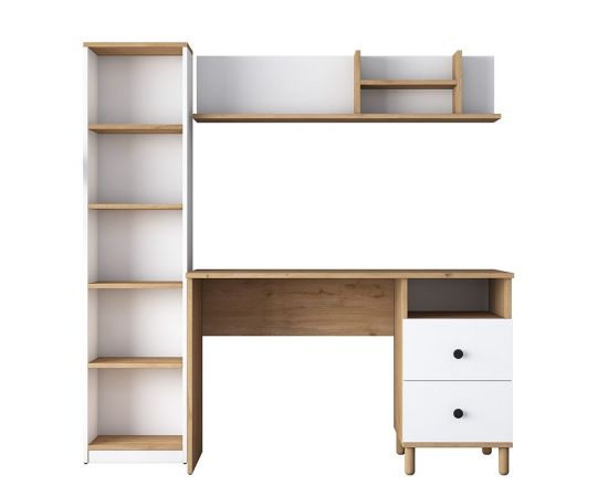 Γραφείο με βιβλιοθήκη Goldie pakoworld λευκό-φυσικό 160x50x161.8εκ - ΓΡΑΦΕΙΑ στο Milonadakis.gr