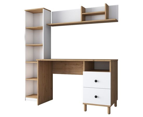 Γραφείο με βιβλιοθήκη Goldie pakoworld λευκό-φυσικό 160x50x161.8εκ - ΓΡΑΦΕΙΑ στο Milonadakis.gr
