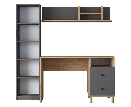 Γραφείο με βιβλιοθήκη Goldie pakoworld ανθρακί-φυσικό 160x50x161.8εκ - ΓΡΑΦΕΙΑ στο Milonadakis.gr