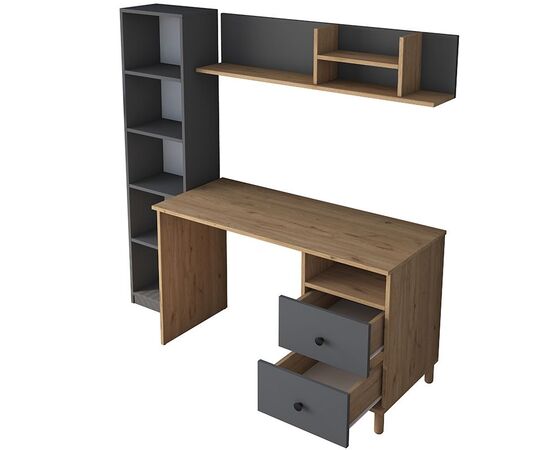 Γραφείο με βιβλιοθήκη Goldie pakoworld ανθρακί-φυσικό 160x50x161.8εκ - ΓΡΑΦΕΙΑ στο Milonadakis.gr