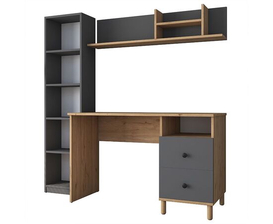 Γραφείο με βιβλιοθήκη Goldie pakoworld ανθρακί-φυσικό 160x50x161.8εκ - ΓΡΑΦΕΙΑ στο Milonadakis.gr