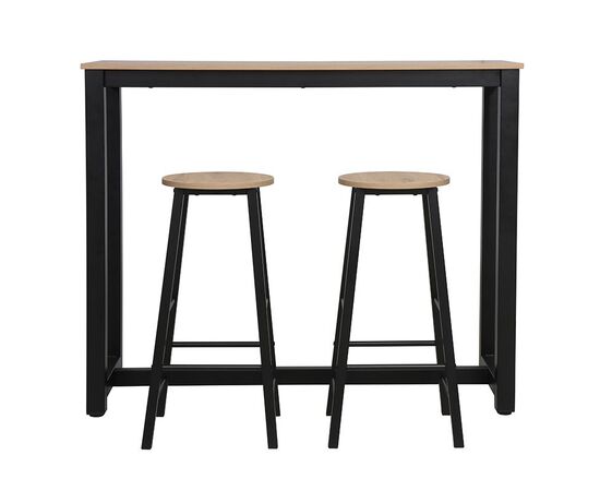 Σετ τραπέζι μπαρ Marle pakoworld 3τμχ sonoma-μαύρο πόδι 120x40x100εκ - ΤΡΑΠΕΖΑΡΙΕΣ στο Milonadakis.gr