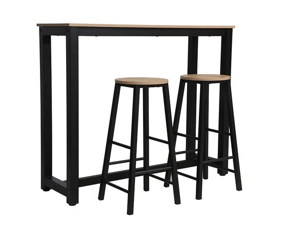 Σετ τραπέζι μπαρ Marle pakoworld 3τμχ sonoma-μαύρο πόδι 120x40x100εκ - ΤΡΑΠΕΖΑΡΙΕΣ στο Milonadakis.gr