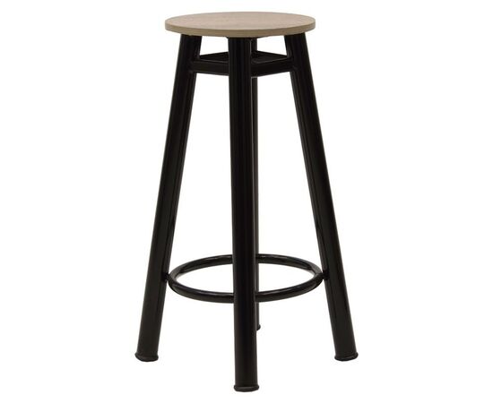 Σκαμπό μπαρ Onyx pakoworld ξύλο δρυς-μέταλλο μαύρο gloss Φ33x77εκ - ΣΚΑΜΠΟ ΜΠΑΡ στο Milonadakis.gr