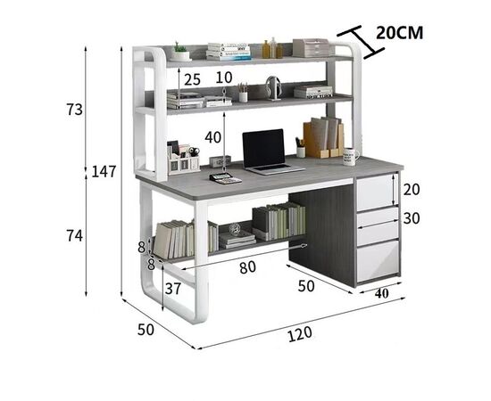 Γραφείο Soco pakoworld με ραφιέρα-MDF φυσικό-λευκό 120x50x147εκ - ΓΡΑΦΕΙΑ στο Milonadakis.gr