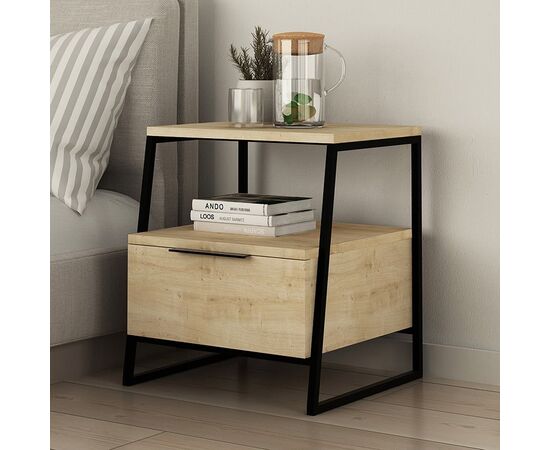 Κομοδίνο Johana pakoworld μαύρο-oak 45x40x50εκ - ΚΟΜΟΔΙΝΑ στο Milonadakis.gr