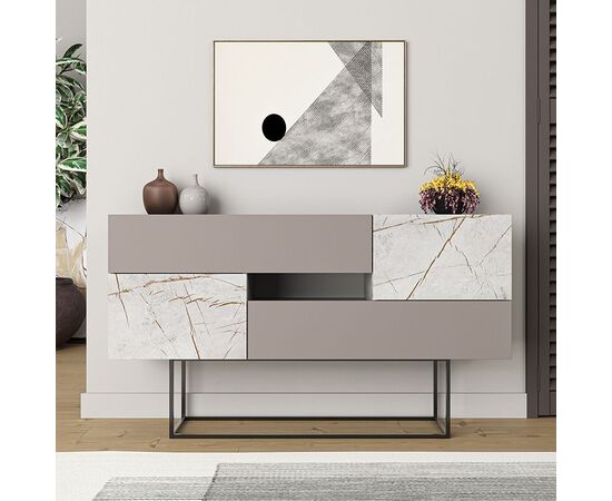 Μπουφές Roberta pakoworld μόκα-λευκό μαρμάρου 145x40x82εκ - ΜΠΟΥΦΕΔΕΣ-ΚΟΝΣΟΛΕΣ στο Milonadakis.gr