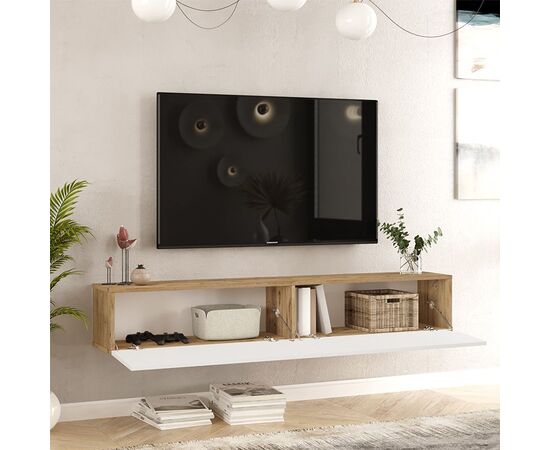 Έπιπλο τηλεόρασης επιτοίχιο Dello pakoworld λευκό-sonoma 180x31.6x29.6εκ - ΕΠΙΠΛΑ ΤΗΛΕΟΡΑΣΗΣ στο Milonadakis.gr
