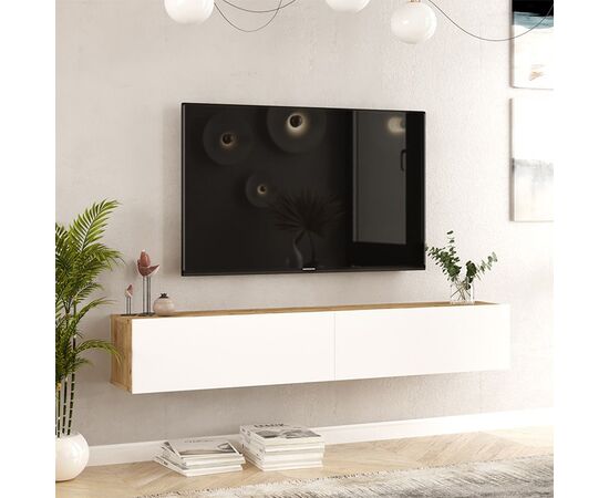 Έπιπλο τηλεόρασης επιτοίχιο Dello pakoworld λευκό-sonoma 180x31.6x29.6εκ - ΕΠΙΠΛΑ ΤΗΛΕΟΡΑΣΗΣ στο Milonadakis.gr