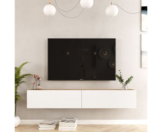 Έπιπλο τηλεόρασης επιτοίχιο Dello pakoworld λευκό-sonoma 180x31.6x29.6εκ - ΕΠΙΠΛΑ ΤΗΛΕΟΡΑΣΗΣ στο Milonadakis.gr