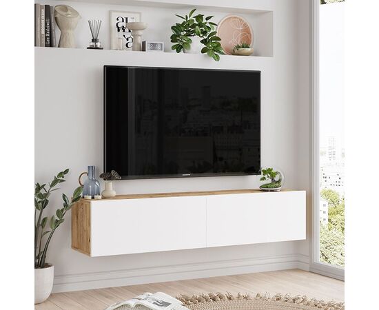 Έπιπλο τηλεόρασης επιτοίχιο Serit pakoworld λευκό-sonoma 140x31.6x29.6εκ - ΕΠΙΠΛΑ ΤΗΛΕΟΡΑΣΗΣ στο Milonadakis.gr
