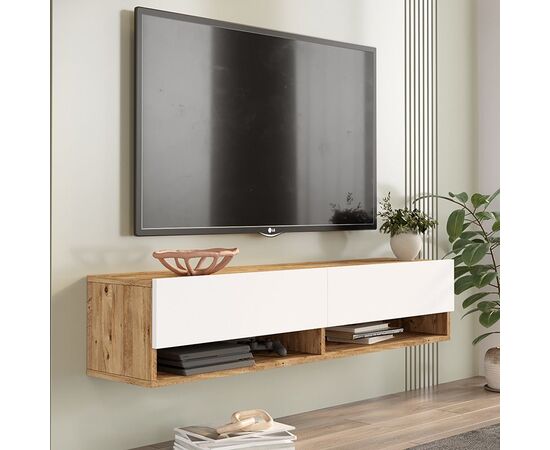 Έπιπλο τηλεόρασης επιτοίχιο Roscoe pakoworld λευκό-sonoma 140x31.6x29.6εκ - ΕΠΙΠΛΑ ΤΗΛΕΟΡΑΣΗΣ στο Milonadakis.gr