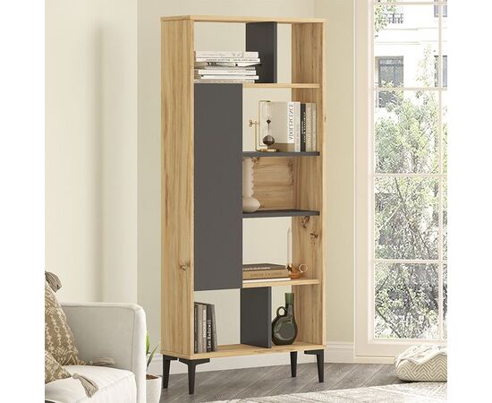 Βιβλιοθήκη Neville pakoworld φυσικό-ανθρακί 72x25x163.3εκ - ΒΙΒΛΙΟΘΗΚΕΣ στο Milonadakis.gr