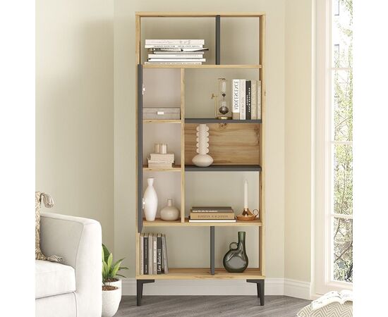 Βιβλιοθήκη Neville pakoworld φυσικό-ανθρακί 72x25x163.3εκ - ΒΙΒΛΙΟΘΗΚΕΣ στο Milonadakis.gr