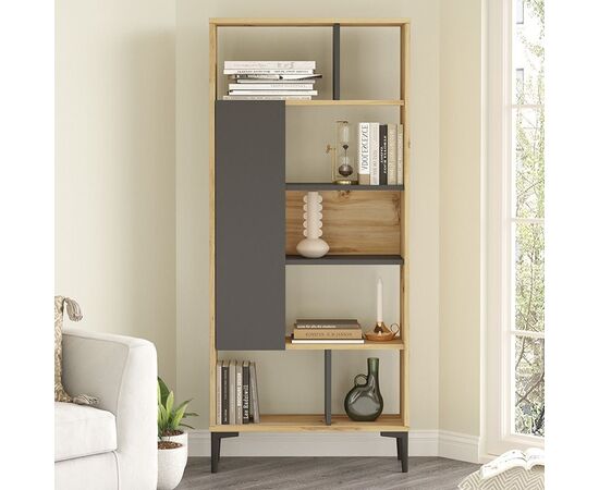 Βιβλιοθήκη Neville pakoworld φυσικό-ανθρακί 72x25x163.3εκ - ΒΙΒΛΙΟΘΗΚΕΣ στο Milonadakis.gr
