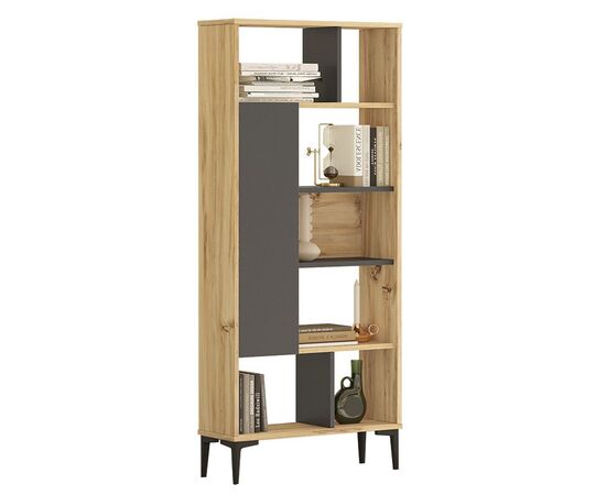 Βιβλιοθήκη Neville pakoworld φυσικό-ανθρακί 72x25x163.3εκ - ΒΙΒΛΙΟΘΗΚΕΣ στο Milonadakis.gr