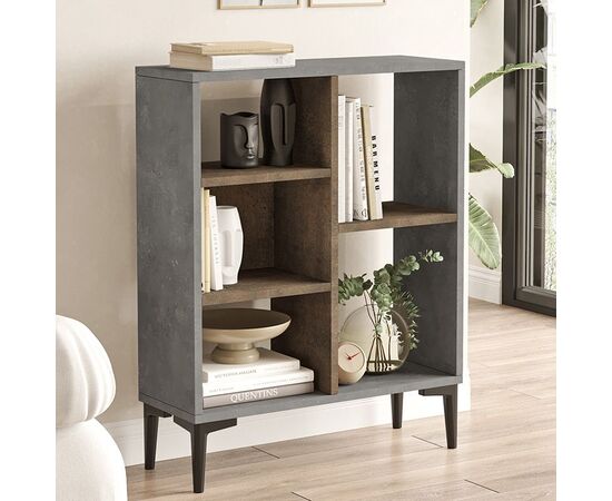 Βιβλιοθήκη χαμηλή Neville pakoworld cement-καρυδί 69x25x87.6εκ - ΒΙΒΛΙΟΘΗΚΕΣ στο Milonadakis.gr