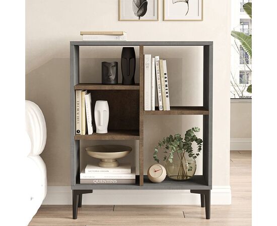 Βιβλιοθήκη χαμηλή Neville pakoworld cement-καρυδί 69x25x87.6εκ - ΒΙΒΛΙΟΘΗΚΕΣ στο Milonadakis.gr