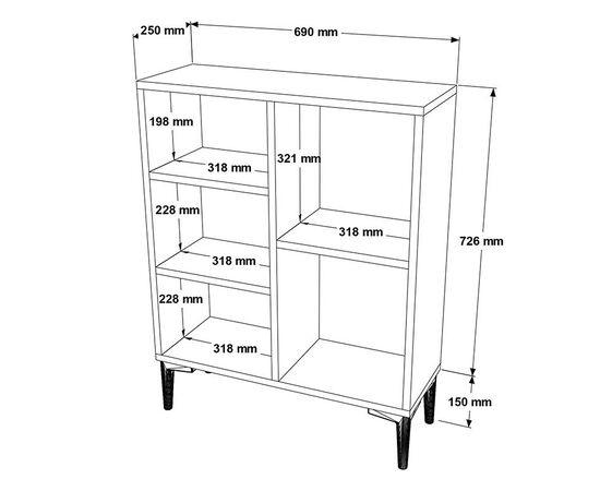 Βιβλιοθήκη χαμηλή Neville pakoworld cement-καρυδί 69x25x87.6εκ - ΒΙΒΛΙΟΘΗΚΕΣ στο Milonadakis.gr